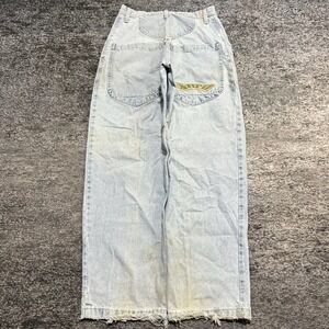 JNCO Jeans The Low Down Mens 30x33  Blue Distressed Baggy Wide Leg Vintage 90s